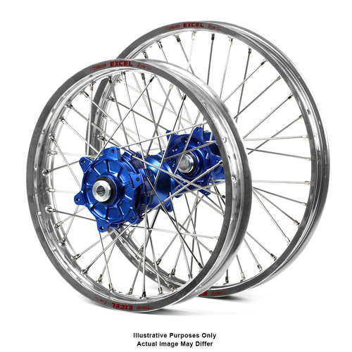 BMW F800 Adventure Silver Excel Rims / Blue SM Pro Hubs Wheel Set - F800 GS 2006-On 21*1.85 / 17*4.25 