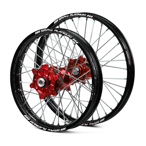 Honda SM Pro / Platinum Enduro Cush Drive Black Rims / Red Hubs Wheel Set CRF 450 RX 2017-On (21*1.60 / 18*2.15)