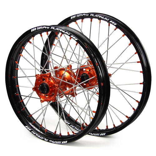 Husaberg SM Pro / Platinum SNR MX Black Rim / Orange Hub / Orange Nipples Wheel Set FC 450 2004-2005 (21*1.60 / 18*2.15)