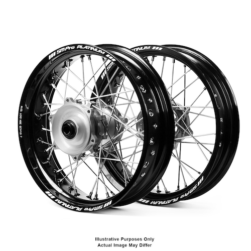 Suzuki SM Pro / Adventure DR650 Black Rims / Silver Hubs Wheel Set - DR650 1996-2016 (21*1.85 / 18*2.50)"