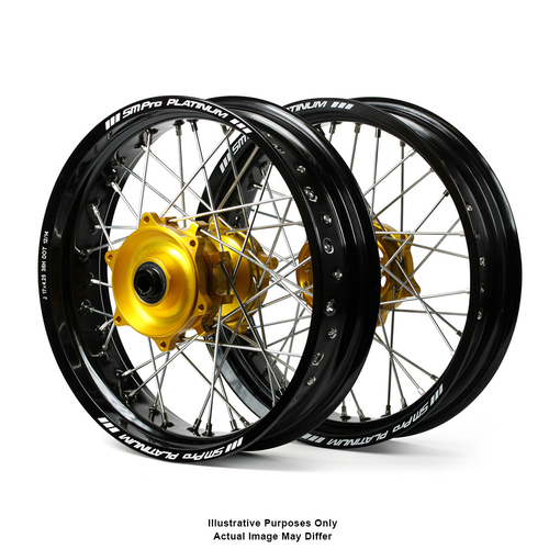 Suzuki SM Pro / Adventure DR650 Black Rims / Gold Hubs Wheel Set - DR650 1996-2016 (21*1.85 / 17*2.50) OEM SIZE"