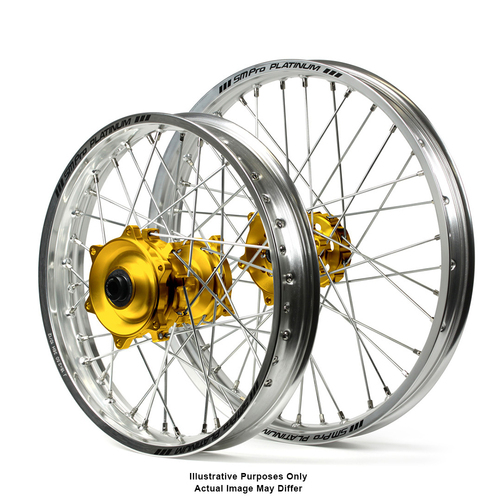 Suzuki SM Pro / Adventure DR650 Silver Rims / Gold Hubs Wheel Set - DR650 1996-2016 (17*3.50 / 17*4.25")"