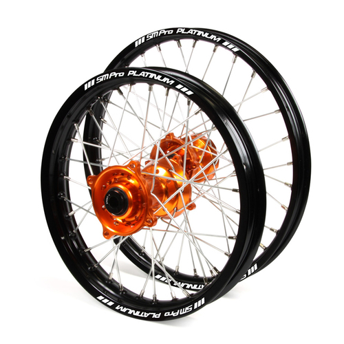 KTM SM Pro / Platinum Junior MX Black Rim / Orange Hub Wheel Set 50 SX 2014-2017 (12*1.60 / 10*1.60)