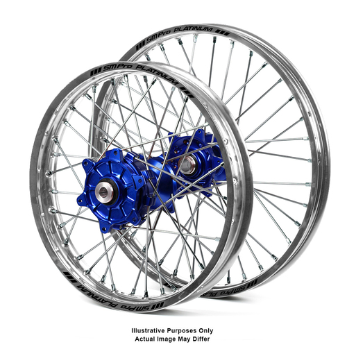 BMW F800 Adventure Silver Platinum Rims / Blue Sm Pro Hubs Wheel Set - F800 GS 2006-On 17*3.50 / 17*4.25 