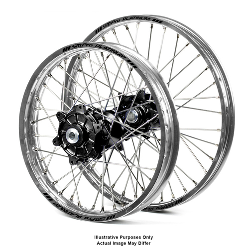 BMW F800 Adventure Silver Platinum Rims / Black Sm Pro Hubs Wheel Set - F800 GS 2006-On 17*3.50 / 17*4.25 