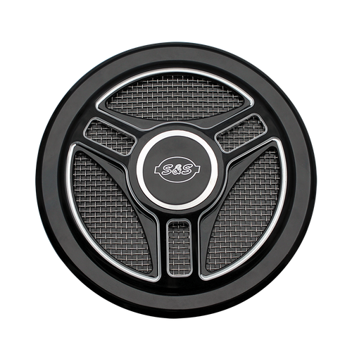 S&S Tri-Spoke Air Cleaner Cover In Gloss Black With Machined Highlights For All Stealth Applications