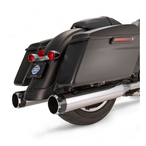 S&S Mk45 Slip-On Mufflers Chrome With Highlight Machined Black Thruster End Caps - 4.5" For 1995-'16 Touring Models