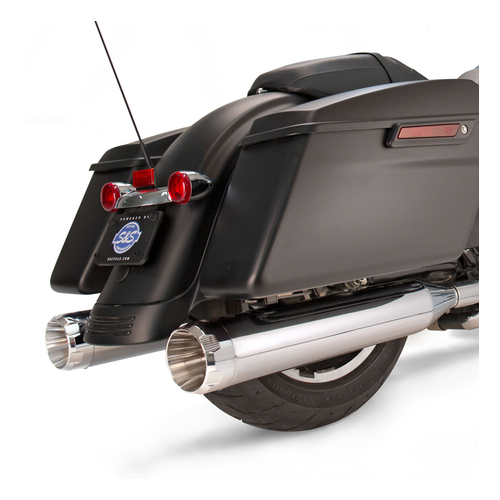 S&S Mk45 Slip-On Mufflers Chrome With Chrome Thruster End Caps - 4.5" For 1995-'16 Touring Models