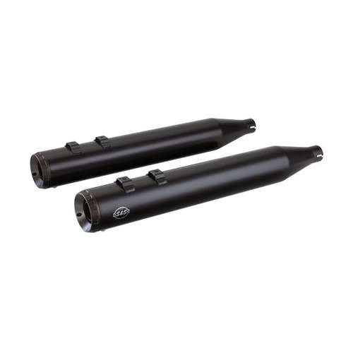 S&S Grand National Slip-On Mufflers Black With Black End Caps - 4" For 1995-16 Touring Models, 2009-19 Tri Glide Models