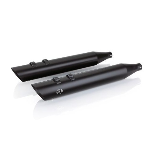 S&S Slash Cut Slip-On Mufflers Black With Slash Down End - 4" For 1995-16 Touring Models, 2009-19 Tri Glide Models