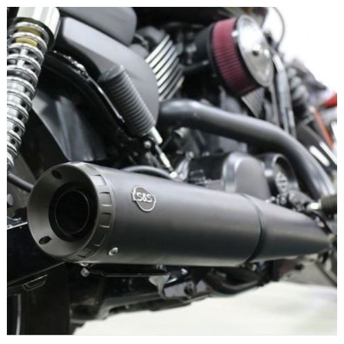 S&S Grand National Slip-On Muffler Black With Black End Cap - 4" For 2014-'20 Hd Street And Street Rod