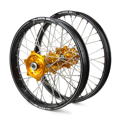 Honda Talon / Excel A60 SNR MX Black Rims / Gold Hubs Wheel Set CR 250 1989-1994, CR500 1989-1994 (21 / 19*2.15)