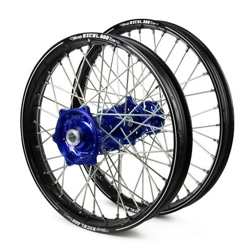 Yamaha Talon / Excel A60 SNR MX Black Rims / Blue Hubs Wheel Set YZ 125-250 1998-01, YZF 250 2001, YZF400-426 1999-01 (21 / 19*2.15)