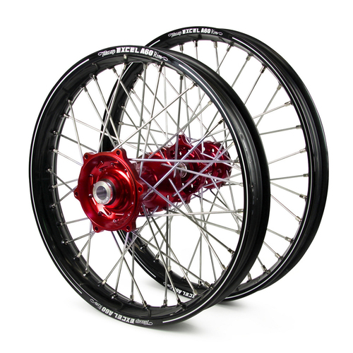 Yamaha Talon / Excel A60 SNR MX Black Rims / Red Hubs Wheel Set YZ 125-250 1998-01, YZF 250 2001, YZF400-426 1999-01 (21 / 19*2.15)