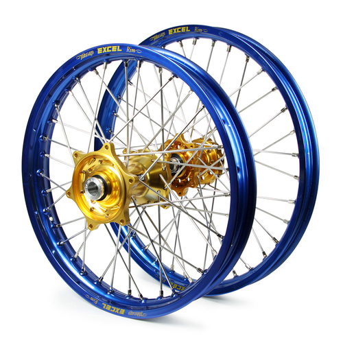 Yamaha Talon / Excel SNR MX Blue Rims / Gold Hubs Wheel Set YZ 125-250 1998-01, YZF 250 2001, YZF400-426 1999-01 (21*1.6 / 19*2.15)