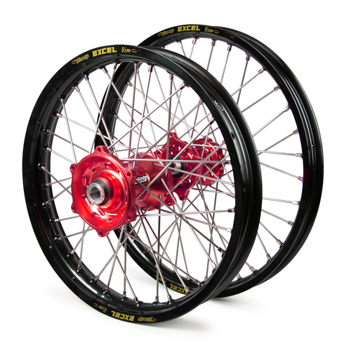 Yamaha Talon / Excel SNR MX Black Rims / Red Hubs Wheel Set YZ 125-250 1998-01, YZF 250 2001, YZF400-426 1999-01 (21*1.6 / 19*2.15)