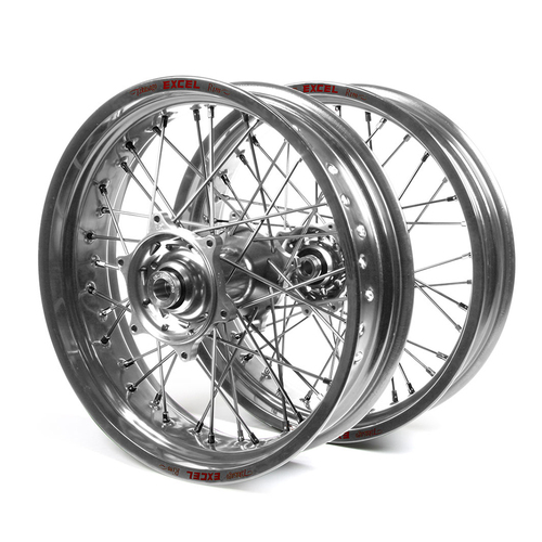 Yamaha Talon / Excel Supermoto Non Cush" Silver Rims / Silver Hubs Wheel Set YZ 125-250 1998-01,  YZF 250 2001,  YZF400-426 1999-01 (17*3.50 / 17*4.25