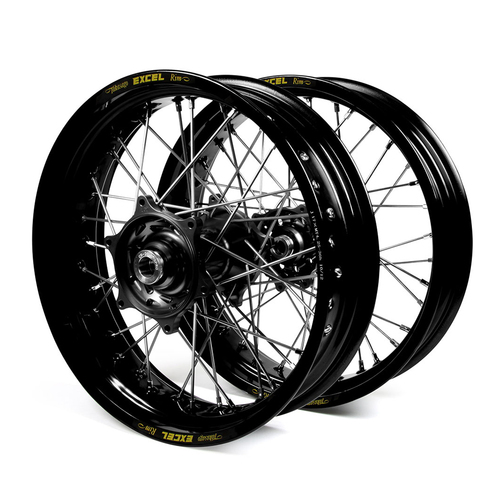 Honda Talon / Excel Supermoto Non Cush" Black Rims / Black Hubs Wheel Set XR 600 1986-1999 (17*3.50 / 17*4.25)"