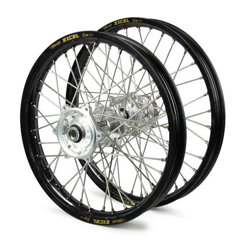 Suzuki Talon / Excel SNR MX Black Rims / Silver Hubs Wheel Set RMZ 250 2007-17, RMZ 450 2005-17 (21*1.6 / 19*2.15)