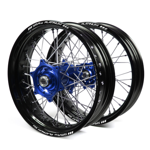 Yamaha Talon / Platinum Supermoto Non Cush" Black Rims / Blue Hubs Wheel Set YZ 125-250 1998-01/ YZF 250 2001/ YZF400-426 1999-01 (17*3.50 / 17*4.25)"