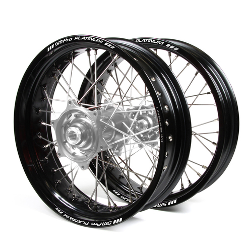 Yamaha Talon / Platinum Supermoto Non Cush" Black Rims / Silver Hubs YZ 125-250 2002-07 / YZF 250 2002-06 / YZF426-450 2002-07 (17*3.50/17*4.25)"