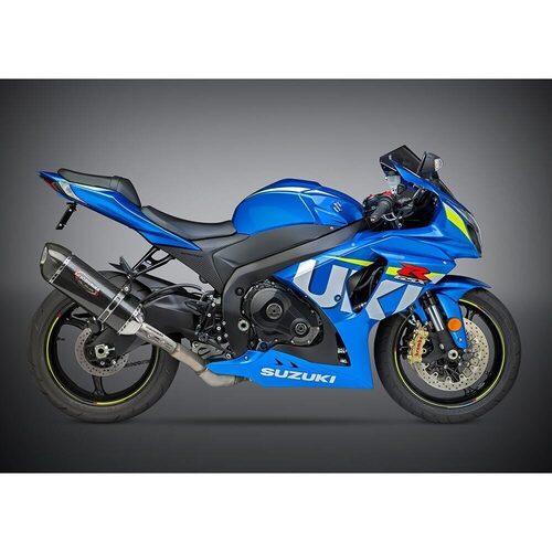 Yoshimura Suzuki GSX-R1000 12-16 Alpha Stainless Slip-On Exhaust, w/ Carbon Fiber Muffler