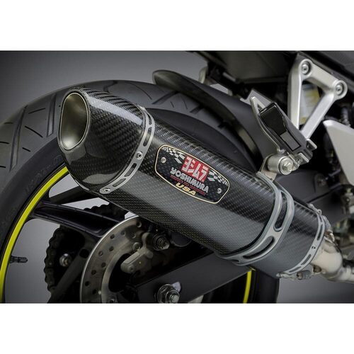 Yoshimura Honda CBR300R 15-19/CB300F 15-16 Race R-77 Stainless Slip-On Exhaust, w/ Carbon Fiber Muffler