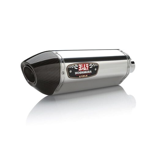 Yoshimura Kawasaki Ninja ZX-14 2008-11 R-77 Stainless Slip-On Exhaust, w/ Stainless Steel Muffler CF Tip DUAL