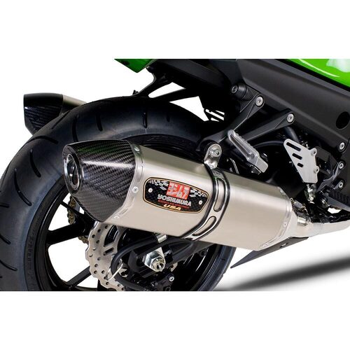 Yoshimura Kawasaki Ninja ZX-14 08-10 R77 Stainless Slip-On Exhaust, w/ Titanium Muffler CF Tip DUAL