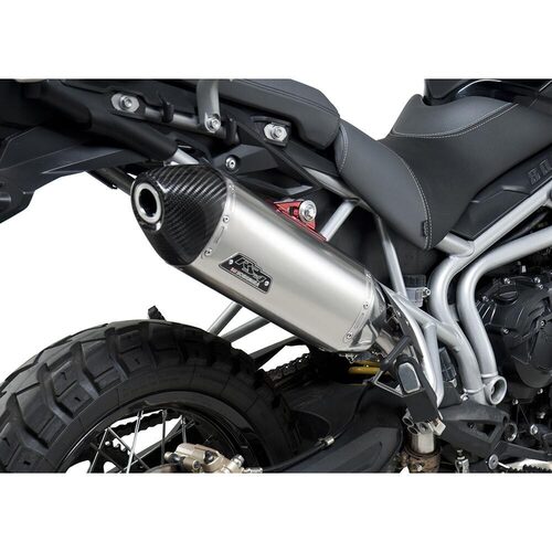 Yoshimura Triumph Tiger 800XC 11-16 RS4T Stainless Slip-On Exhaust, w/ Stainless Steel Muffler CF Tip